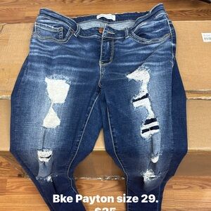 BKE Women's Dark Blue Distressed Skinny Jeans